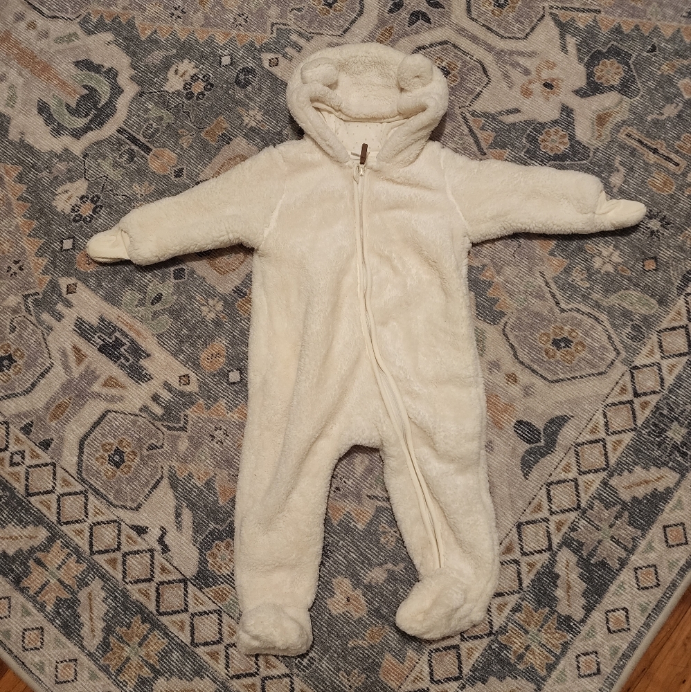 H&M plush teddy bear jumpsuit winter coat snowsuit baby